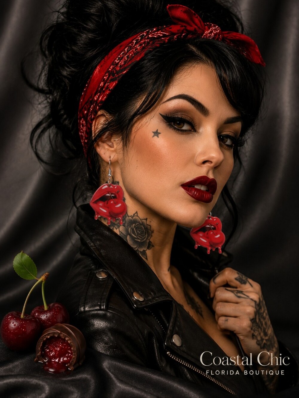 Red Lip Drip Statement Earrings